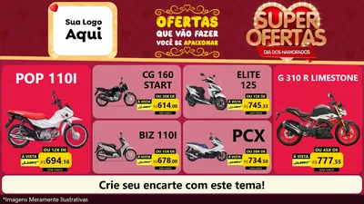 Modelo de TV para TV Horizontal com o tema Dia dos Namorados para Concessionaria de Motos