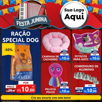 Modelo de Rede Social para Feed Facebook com o tema Festa Junina para Pet Shop