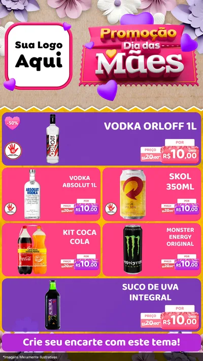 Modelo de TV para TV Vertical com o tema Promoção Dia das Mães para Distribuidora de bebidas