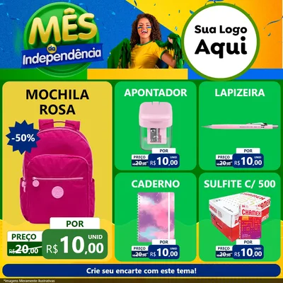 Modelo de Rede Social para Feed Facebook com o tema Mês da Independência para Papelaria