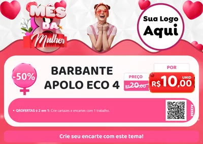 Modelo de Cartaz para Cartaz A4 Horizontal com o tema Mês da Mulher para Armarinho e Aviamentos