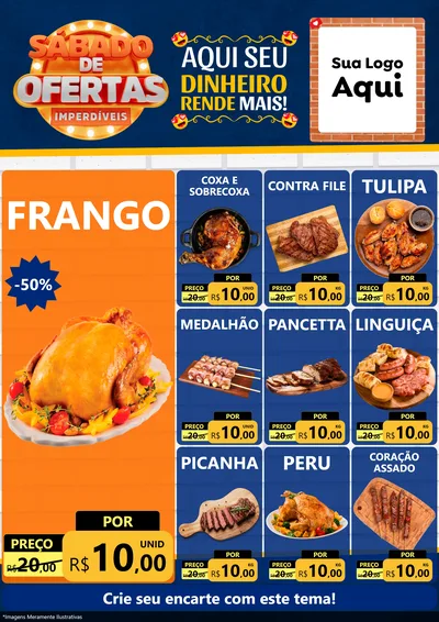 Modelo de Encarte para Encarte A4 Vertical com o tema Sábado de Ofertas Imperdíveis para Assados