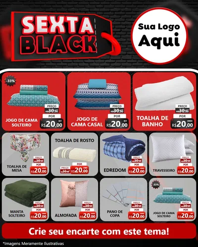 Modelo de Rede Social para Feed Instagram com o tema Sexta Black para Cama, Mesa e Banho