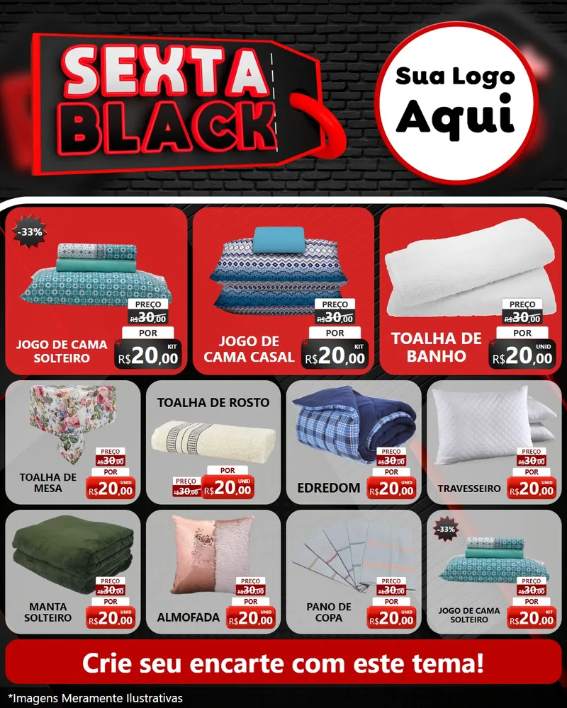 Modelo de Rede Social para Feed Instagram com o tema Sexta Black para Cama, Mesa e Banho