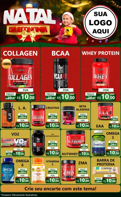 Modelo de Encarte para Encarte Grande com o tema Natal da Economia para Suplementos alimentares