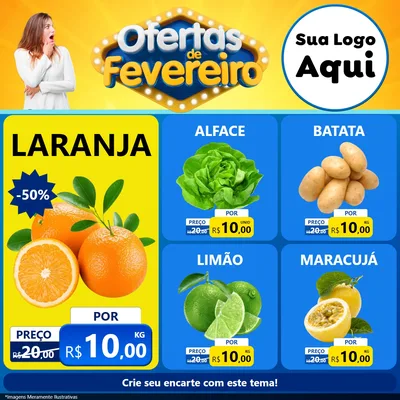Modelo de Rede Social para Feed Facebook com o tema Ofertas de Fevereiro para Hortifrúti