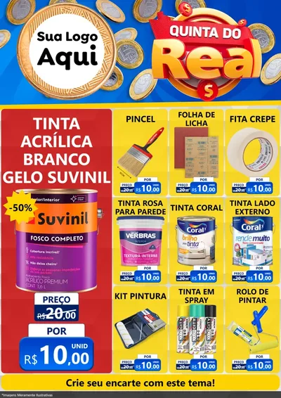 Modelo de Encarte para Encarte A4 Vertical com o tema Quinta do Real para Tintas e Ferramentas