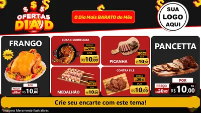 Modelo de TV para TV Horizontal com o tema Ofertas Dia D para Assados