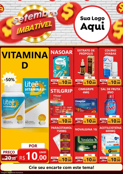 Modelo de Encarte para Encarte A4 Vertical com o tema Setembro Imbatível para Farmácia