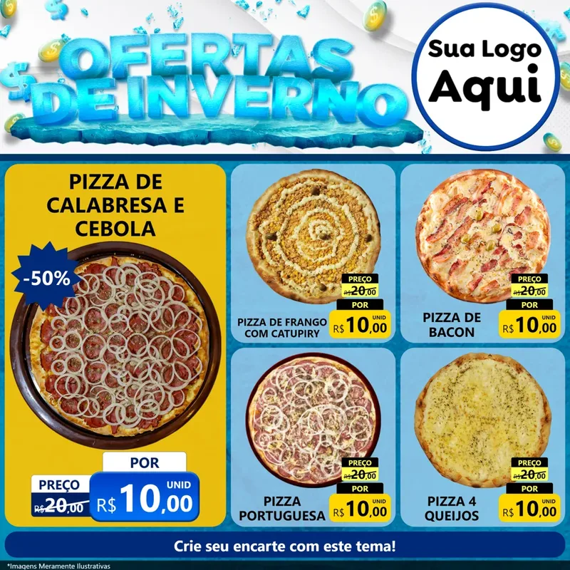 Modelo de Rede Social para Feed Facebook com o tema Ofertas de Inverno para Pizzaria