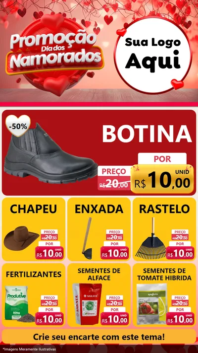 Modelo de Rede Social para Stories com o tema Promoção Dia dos Namorados para Agropecuária