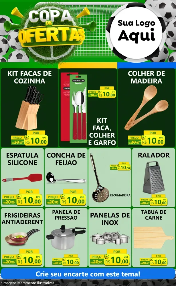 Modelo de Encarte para Encarte Grande com o tema Copa De Ofertas para Utilidades Domésticas