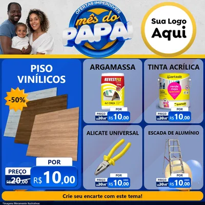 Modelo de Rede Social para Feed Facebook com o tema Ofertas Imperdíveis Mês Do Papai para Material para Construção