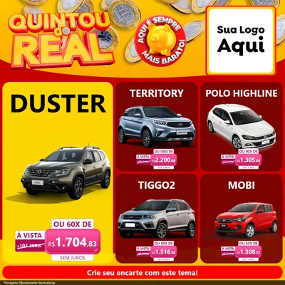 Modelo de Rede Social para Feed Facebook com o tema Quintou do Real para Concessionaria de Carros