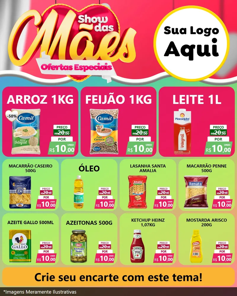 Modelo de Rede Social para Feed Instagram com o tema Show das Mães - Ofertas Especiais para Supermercado