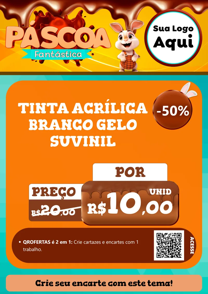 Modelo de Cartaz para Cartaz A4 Vertical com o tema Páscoa Fantástica para Tintas e Ferramentas