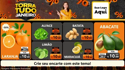 Modelo de TV para TV Horizontal com o tema Torra Tudo Janeiro para Hortifrúti