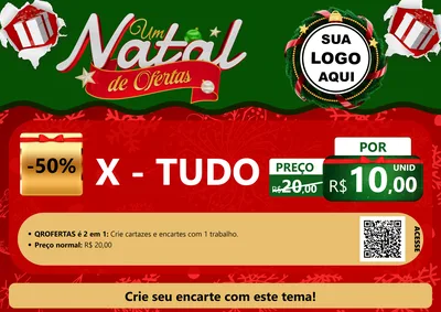 Modelo de Cartaz para Cartaz A4 Horizontal com o tema Um Natal de Ofertas para Hamburgueria