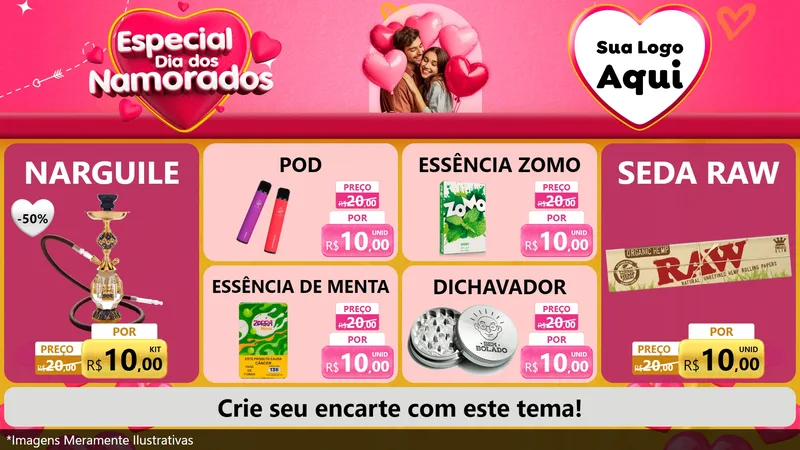 Modelo de TV para TV Horizontal com o tema Especial Dia dos Namorados para Tabacaria