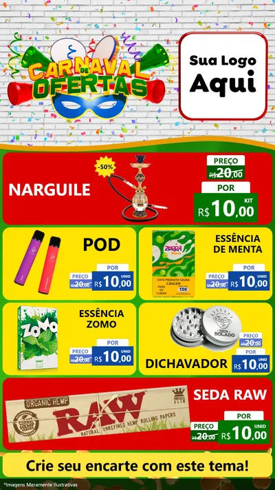 Modelo de TV para TV Vertical com o tema Carnaval de Ofertas para Tabacaria