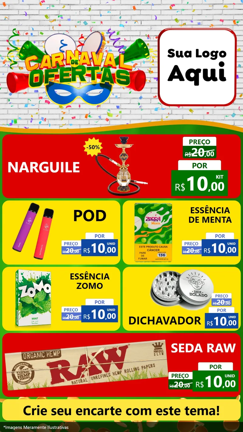 Modelo de TV para TV Vertical com o tema Carnaval de Ofertas para Tabacaria