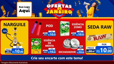 Modelo de TV para TV Horizontal com o tema Ofertas de Janeiro para Tabacaria