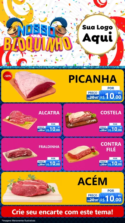 Modelo de TV para TV Vertical com o tema Nosso Bloquinho para Açougue