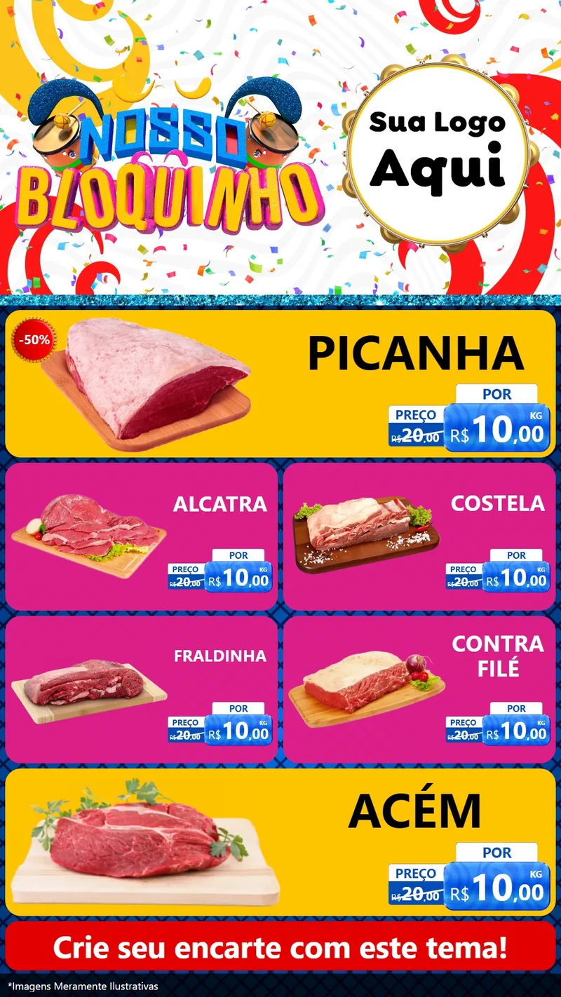 Modelo de TV para TV Vertical com o tema Nosso Bloquinho para Açougue