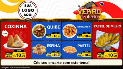 Modelo de TV para TV Horizontal com o tema Super Verão de Ofertas para Salgadaria