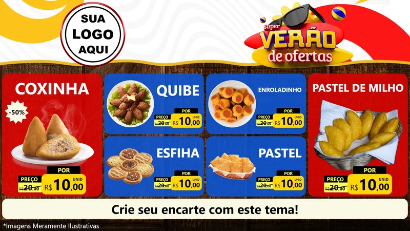 Modelo de TV para TV Horizontal com o tema Super Verão de Ofertas para Salgadaria