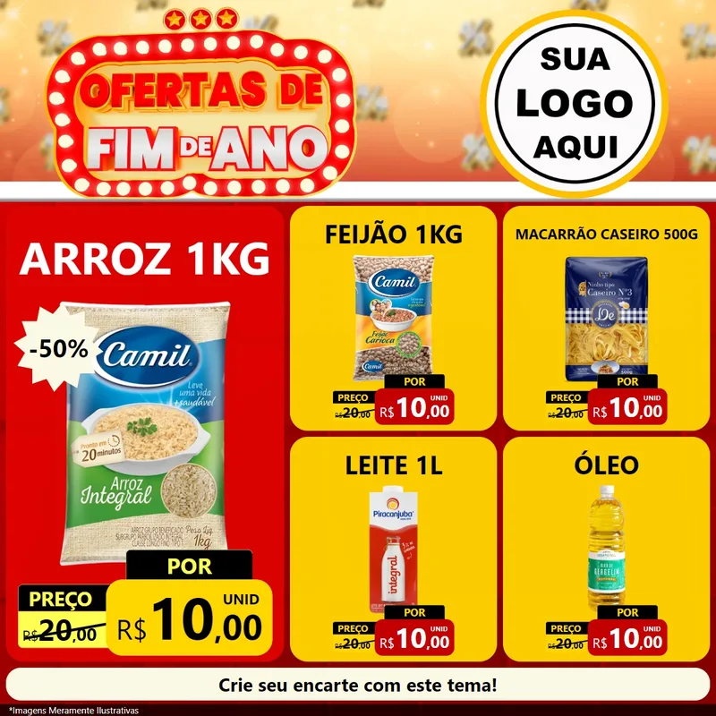Modelo de Rede Social para Feed Facebook com o tema Ofertas de Fim de Ano para Supermercado
