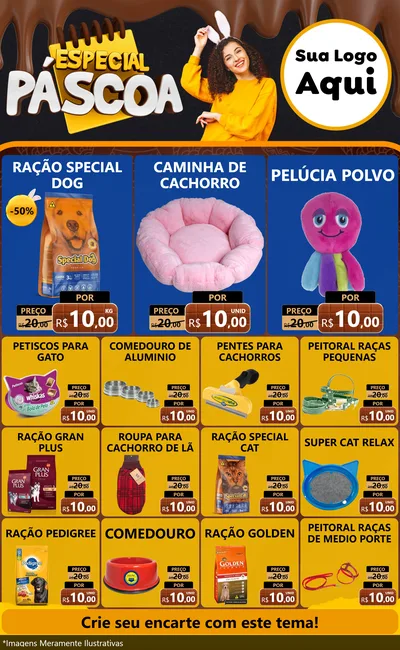 Modelo de Encarte para Encarte Grande com o tema Especial Páscoa para Pet Shop