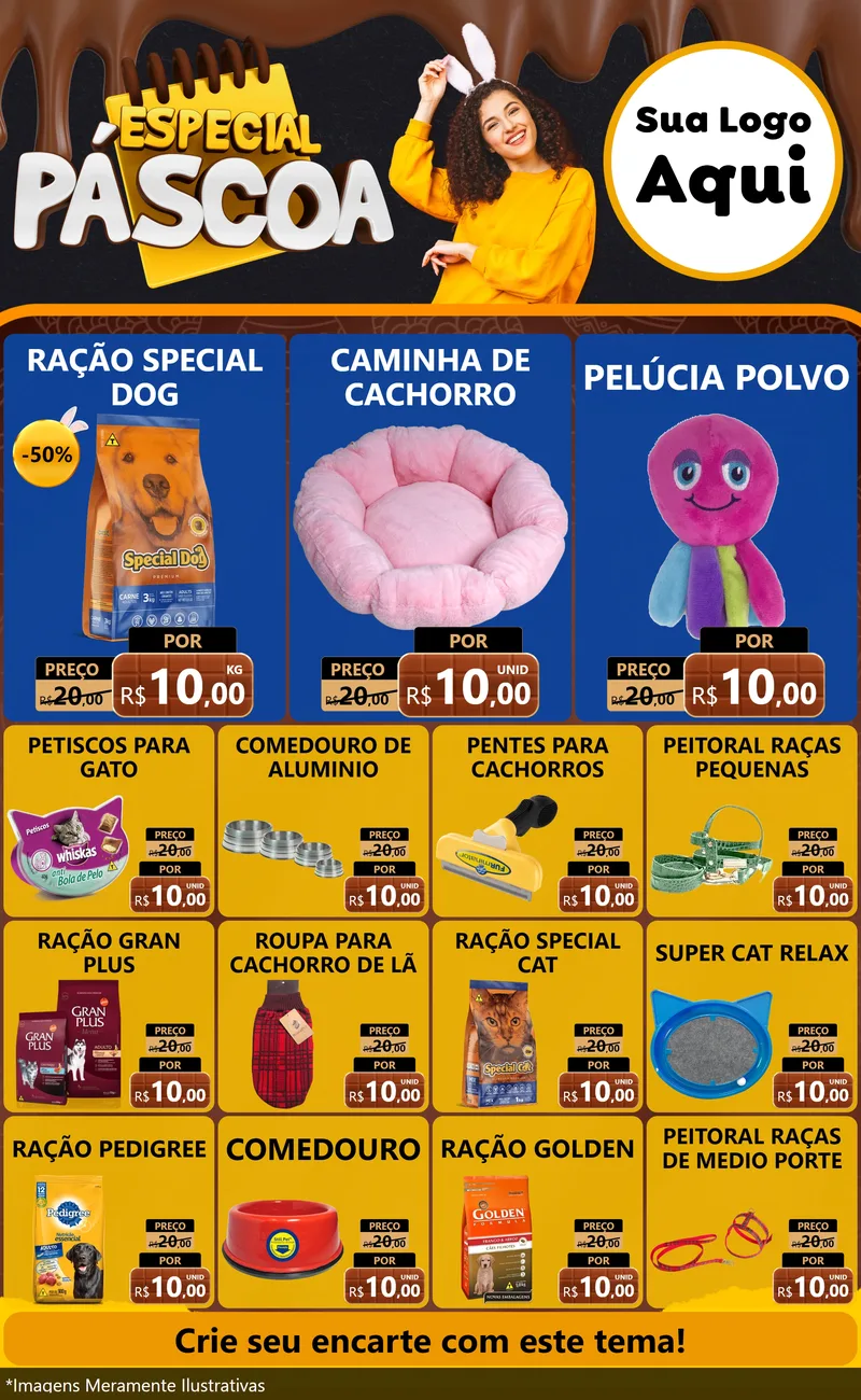 Modelo de Encarte para Encarte Grande com o tema Especial Páscoa para Pet Shop