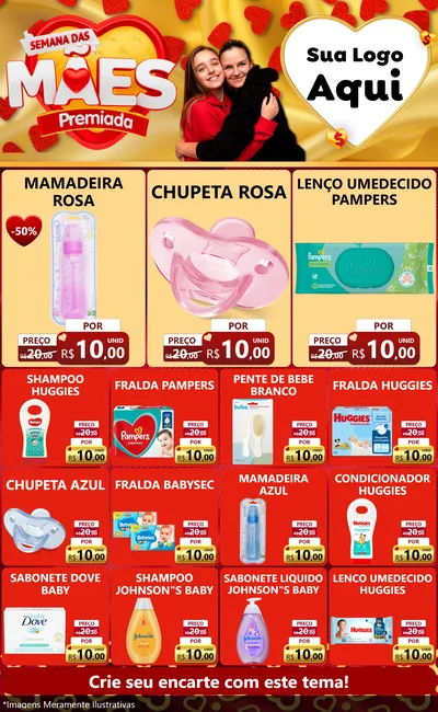Modelo de Encarte para Encarte Grande com o tema Semana das Mães Premiada para Bebês