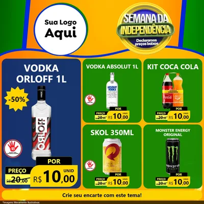 Modelo de Rede Social para Feed Facebook com o tema Semana da Independência Declaramos Preços Baixos para Distribuidora de bebidas