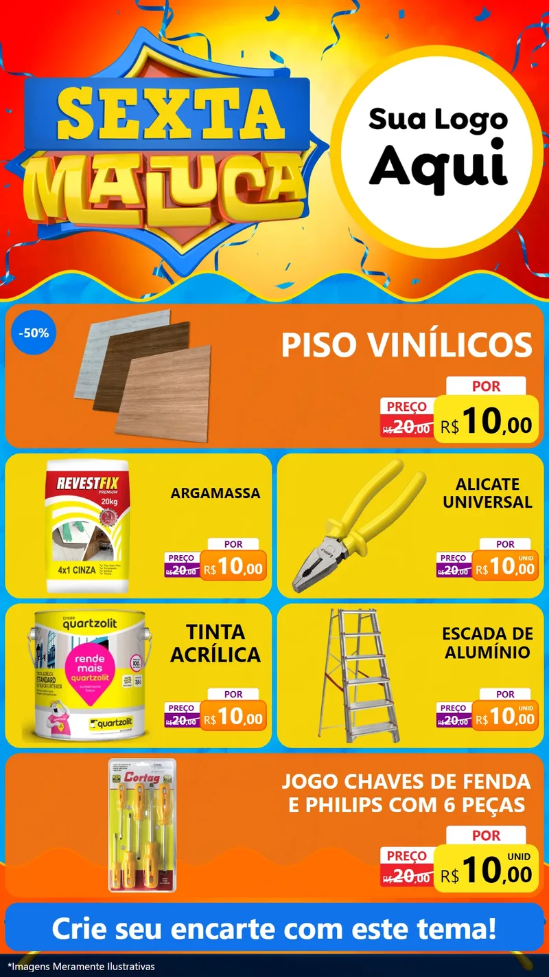 Modelo de TV para TV Vertical com o tema Sexta Maluca para Material para Construção