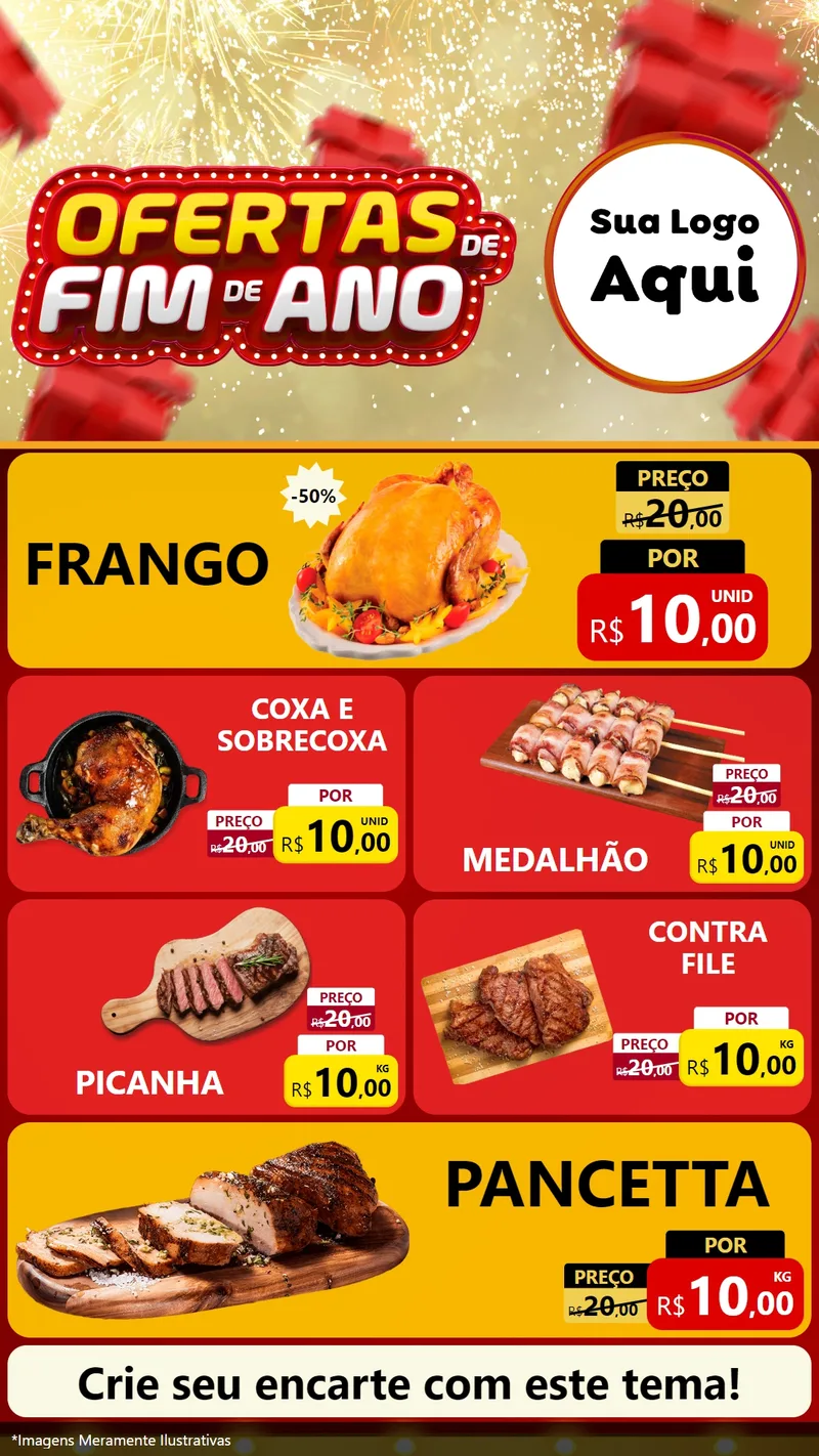 Modelo de TV para TV Vertical com o tema Ofertas de Fim de Ano para Assados