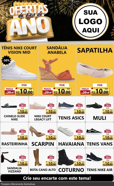 Modelo de Encarte para Encarte Grande com o tema Ofertas de Fim de Ano para Calçados