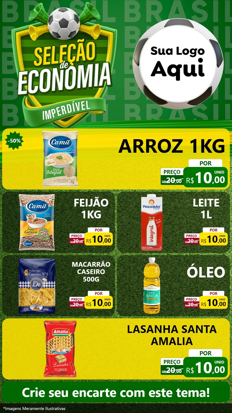 Modelo de TV para TV Vertical com o tema Seleção de Economia - Copa para Supermercado