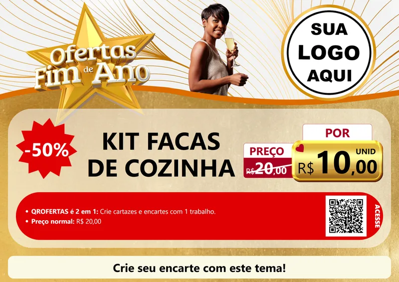 Modelo de Cartaz para Cartaz A4 Horizontal com o tema Ofertas Fim de Ano para Utilidades Domésticas