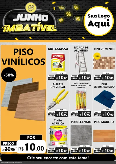 Modelo de Encarte para Encarte A4 Vertical com o tema Junho Imbatível para Material para Construção