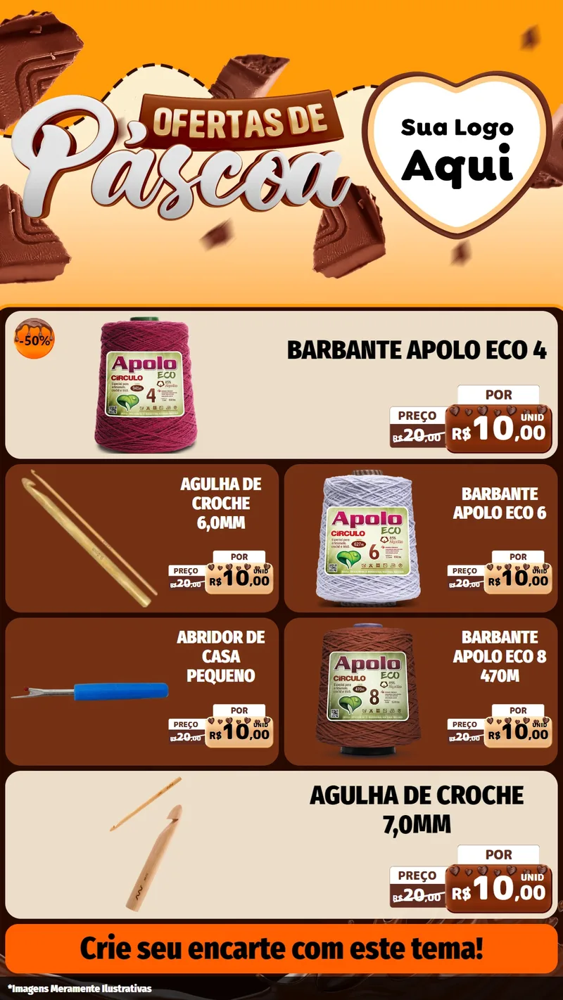 Modelo de TV para TV Vertical com o tema Ofertas de Páscoa para Armarinho e Aviamentos