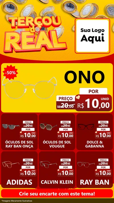Modelo de Rede Social para Stories com o tema Terçou do Real para Óticas