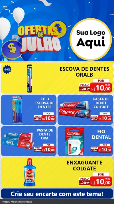 Modelo de TV para TV Vertical com o tema Ofertas de Julho para Higiene Pessoal