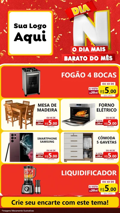 Modelo de TV para TV Vertical com o tema Dia N o Dia Mais Barato do Mês para Móveis e Eletro