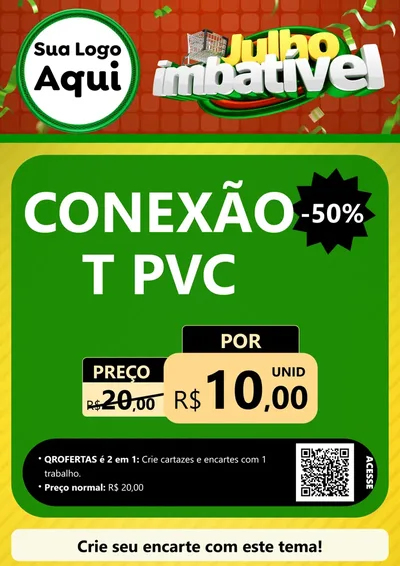 Modelo de Cartaz para Cartaz A4 Vertical com o tema Julho Imbatível para Tubos e conexões