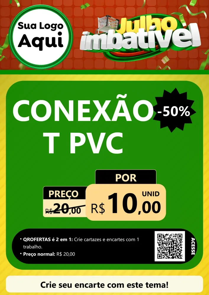 Modelo de Cartaz para Cartaz A4 Vertical com o tema Julho Imbatível para Tubos e conexões