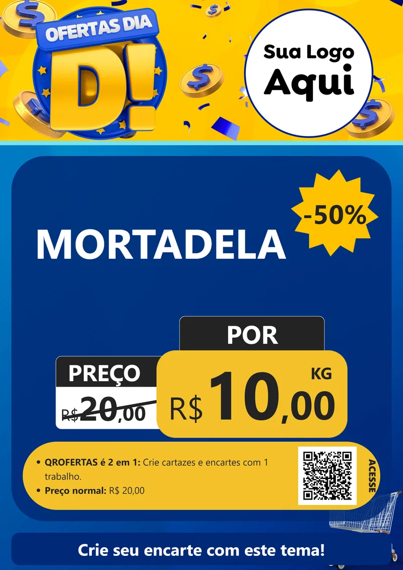 Modelo de Cartaz para Cartaz A4 Vertical com o tema Ofertas Dia D para Frios e Laticínios