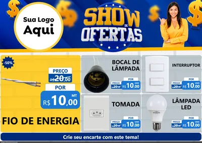 Modelo de Encarte para Encarte A4 Horizontal com o tema Show de Ofertas para Materiais Elétricos