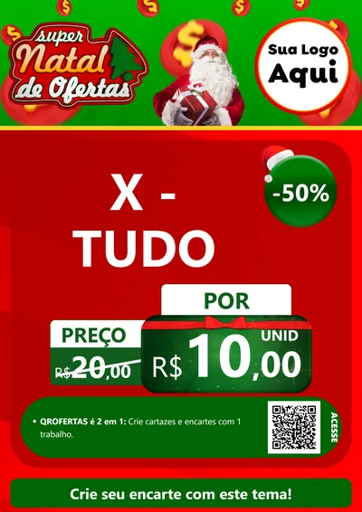 Modelo de Cartaz para Cartaz A4 Vertical com o tema Super Natal de Ofertas para Hamburgueria